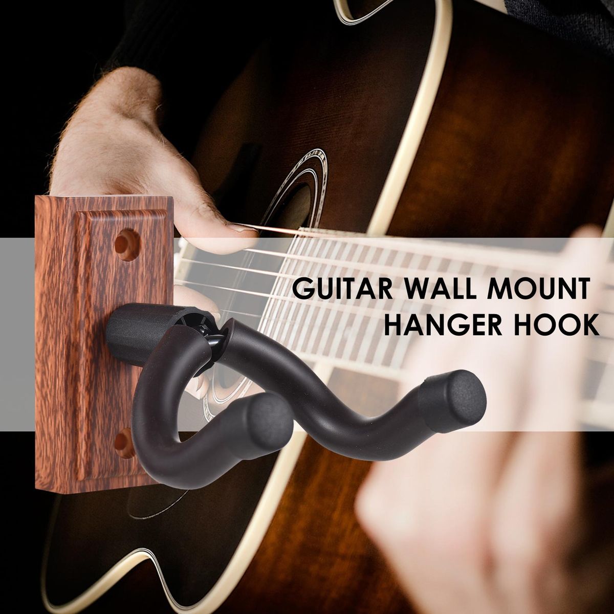 Guitar Wall Mount Hanger Hook Guitar Wall Hook Hanger Solid Sturdy Black Metal Holder Hanger Multifunction Hanger for All Size Acoustic Electric Bass Guitars
