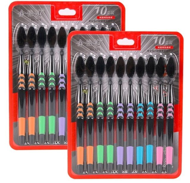10 Pieces Adult  Soft Fur  Bamboo Charcoal Toothbrush