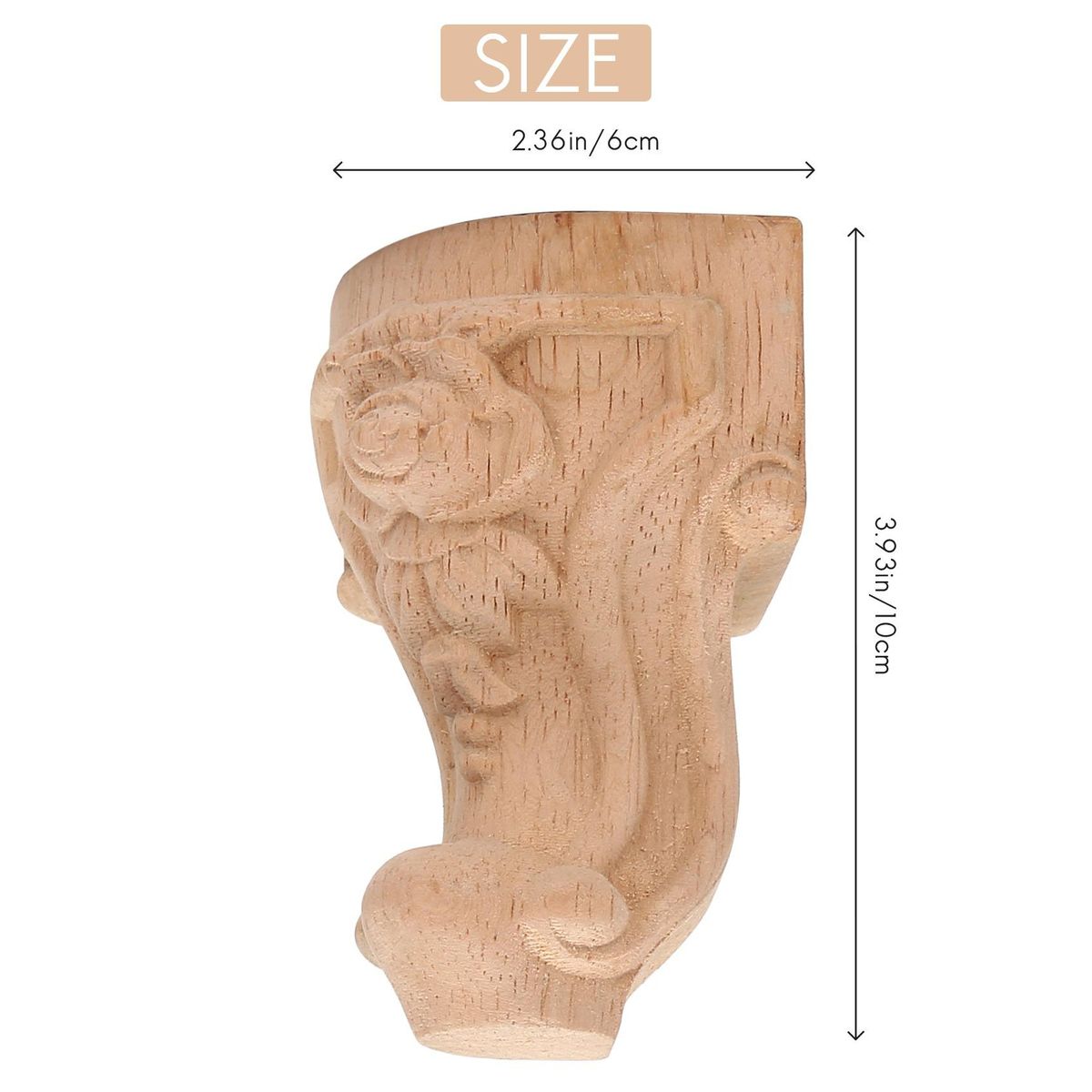 4PCS 10x6cm European Style Solid Wood Carved Furniture Foot Legs TV Cabinet Feets