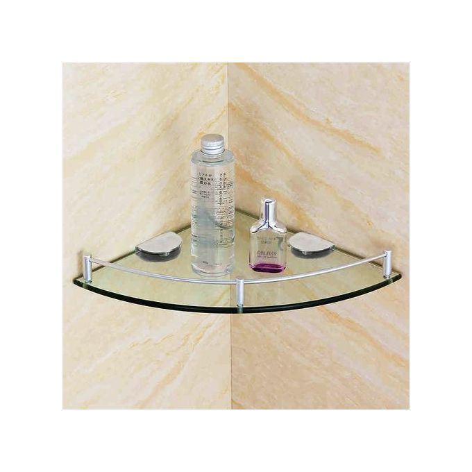 Bath Shower Corner Glass Shelf Rack Organizer Holder Tier