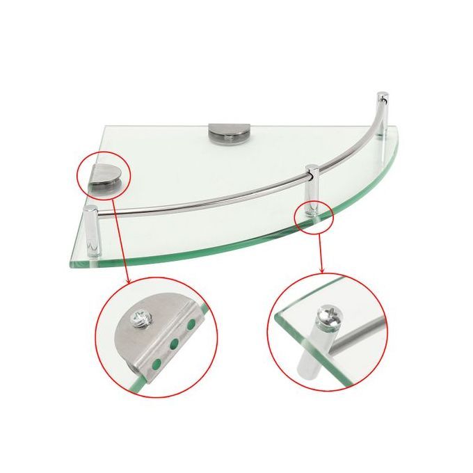Bath Shower Corner Glass Shelf Rack Organizer Holder Tier