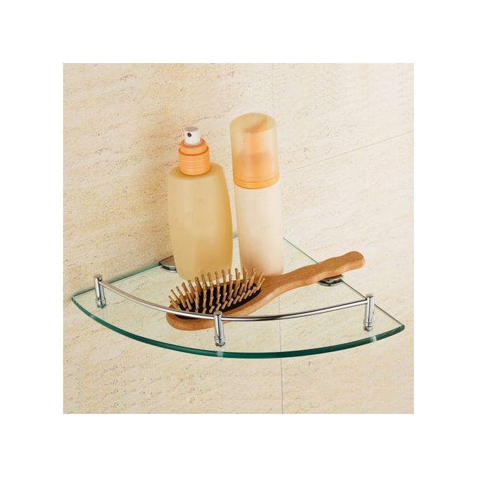 Bath Shower Corner Glass Shelf Rack Organizer Holder Tier