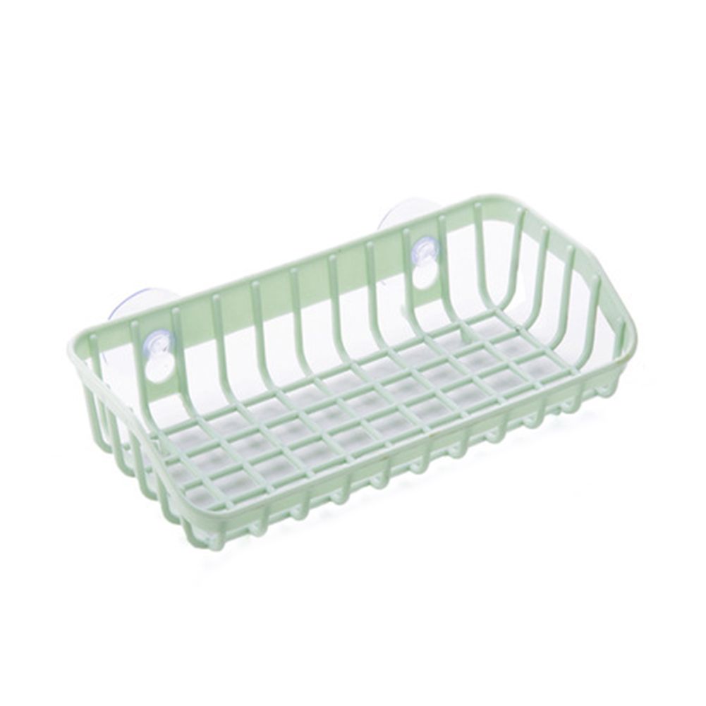 Kitchen Gadget Dual Suction Cup Drainage Shelf Dish Sponge Storage Rack Holder-Light Green