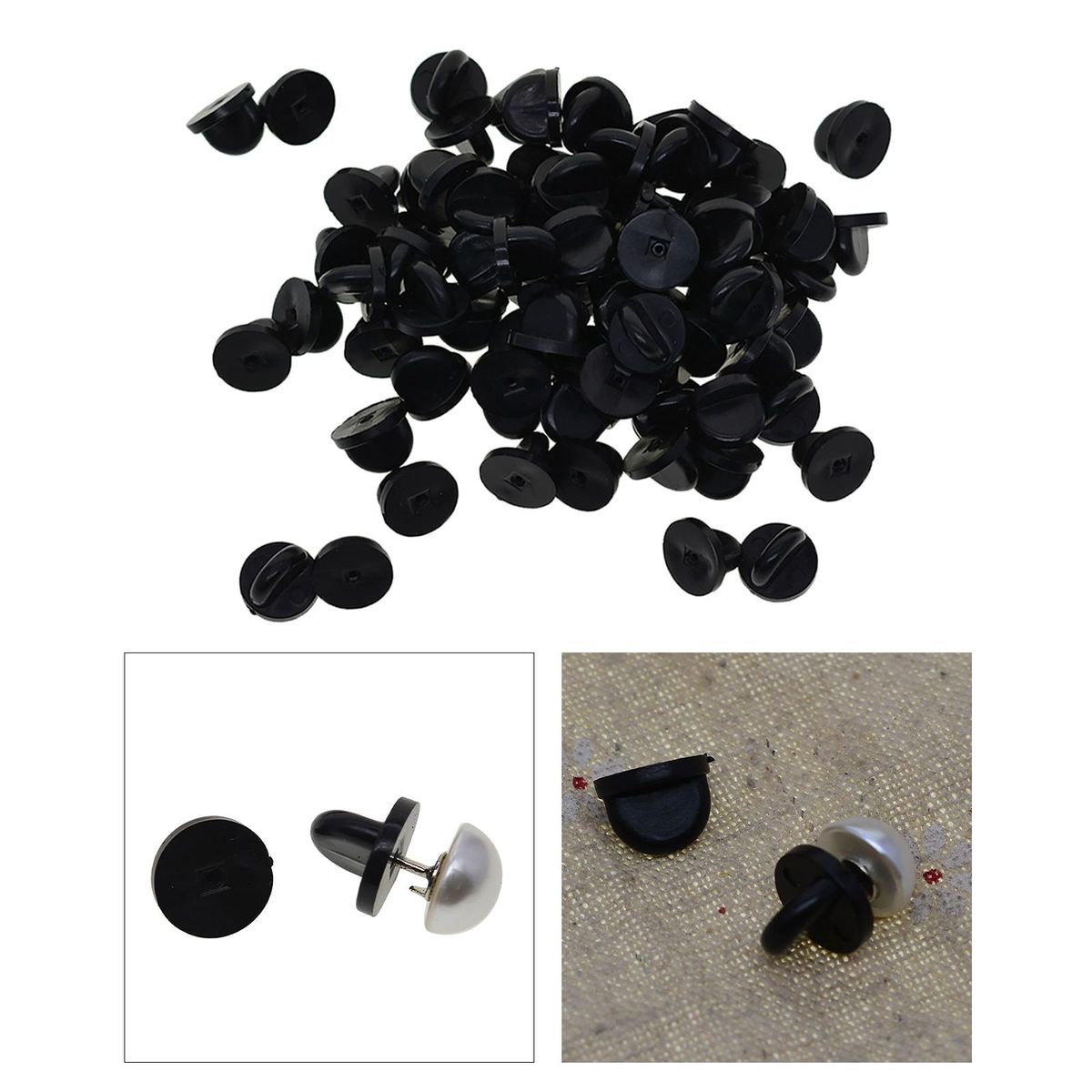 200Pcs Silicone Pin Backs Butterfly Clutch For Enamel Pins Black