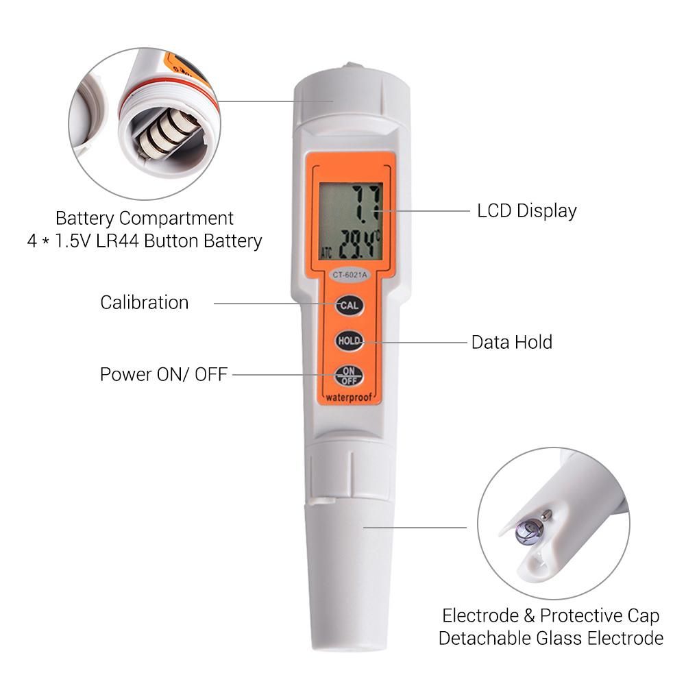 LCD Digital Water PH Tester Temperature Meter with ATC Portable Water Quality Monitor Acidity Alkalinity Analyzer for Drinking Water Pool Industrial Wastewater Acid Rain Lab