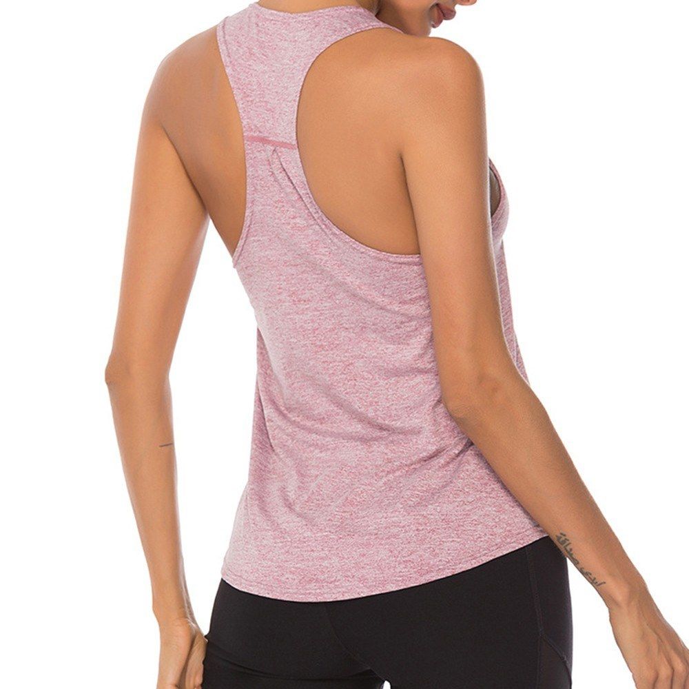 Women Workout Tops Racer Back Solid Sleeveless Yoga Fitness