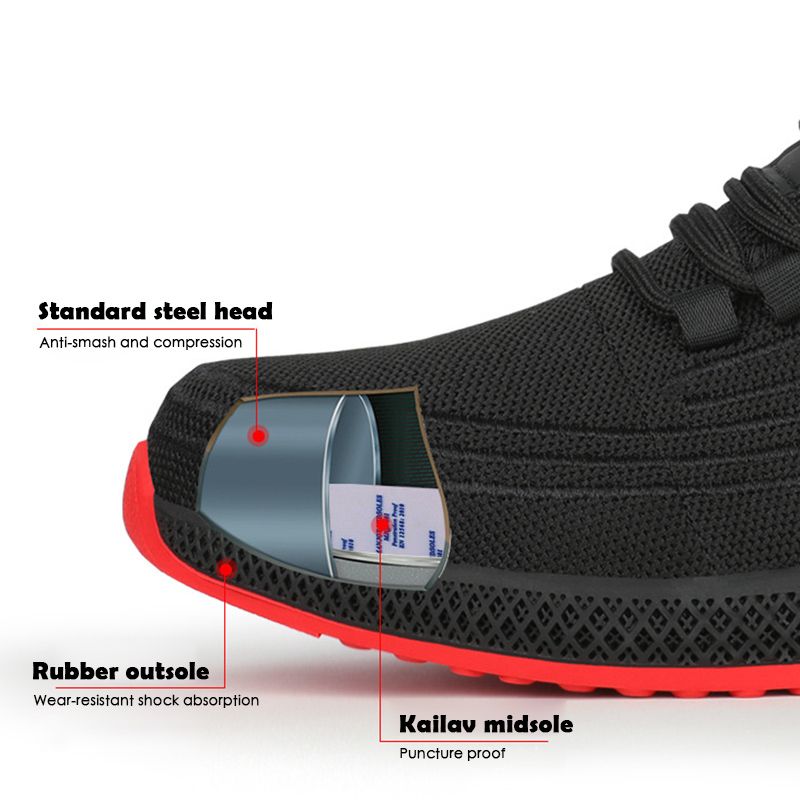 Steel Toe Work Shoes Breathable Man Lightweight Safety Boots
