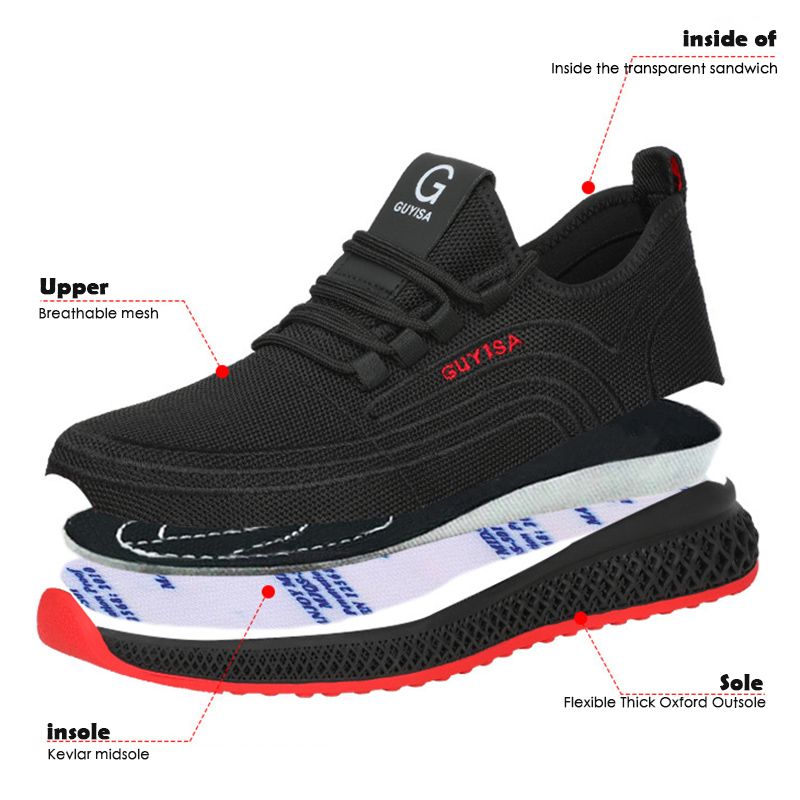 Steel Toe Work Shoes Breathable Man Lightweight Safety Boots