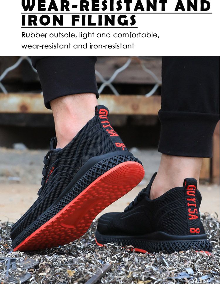 Steel Toe Work Shoes Breathable Man Lightweight Safety Boots