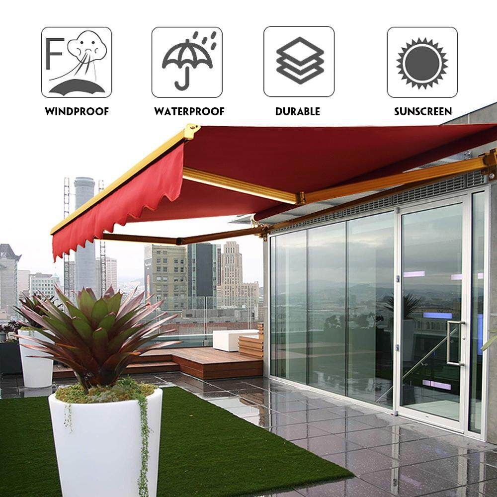 2*1.5m Outdoor Garden Patio Awning Cover Canopy Sun Shade Shelter Replacement Fabric Gules