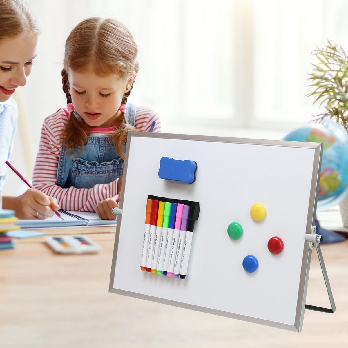 Double-sided Whiteboard Portable Magnetic Whiteboard with for Home Silver