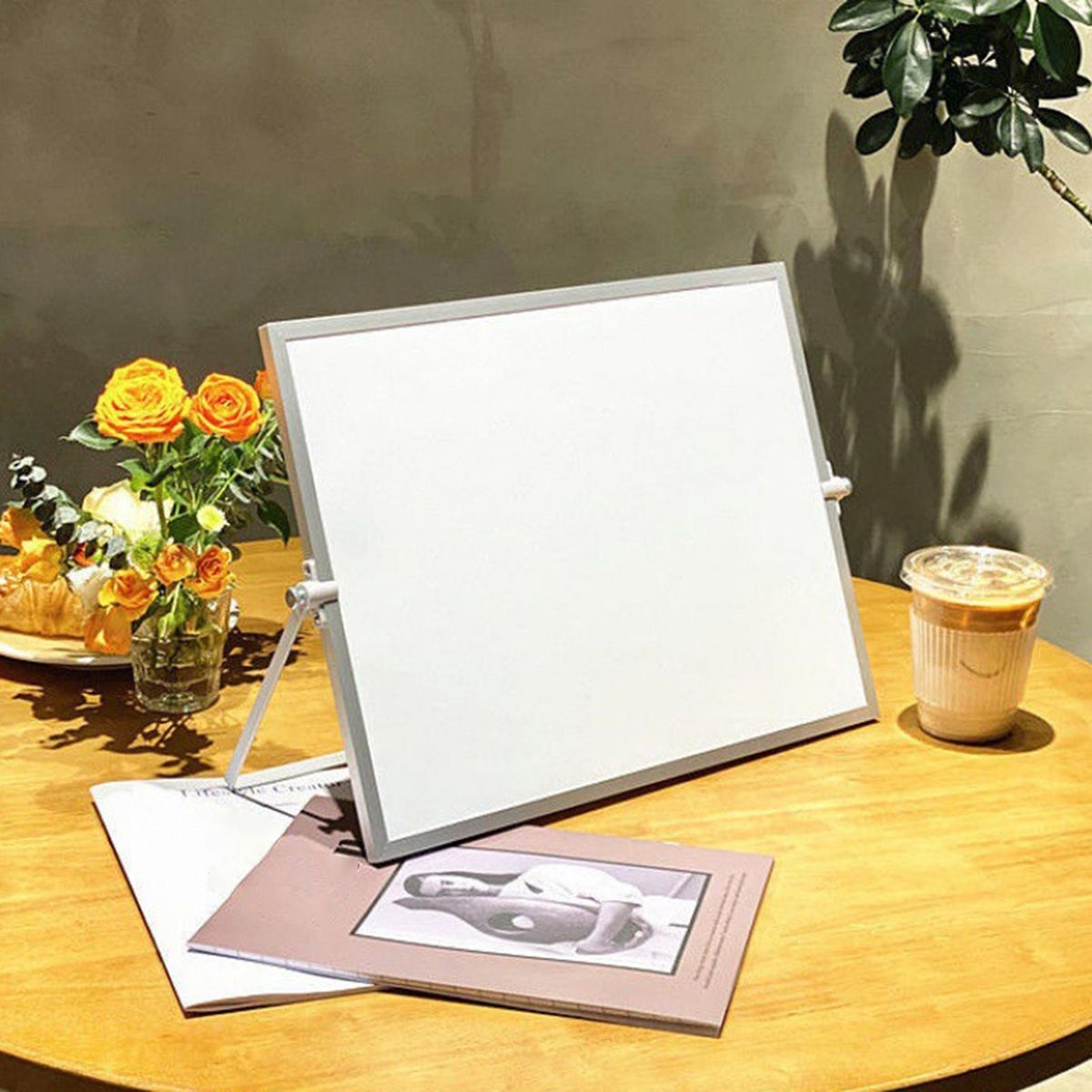 Double-sided Whiteboard Portable Magnetic Whiteboard with for Home Silver