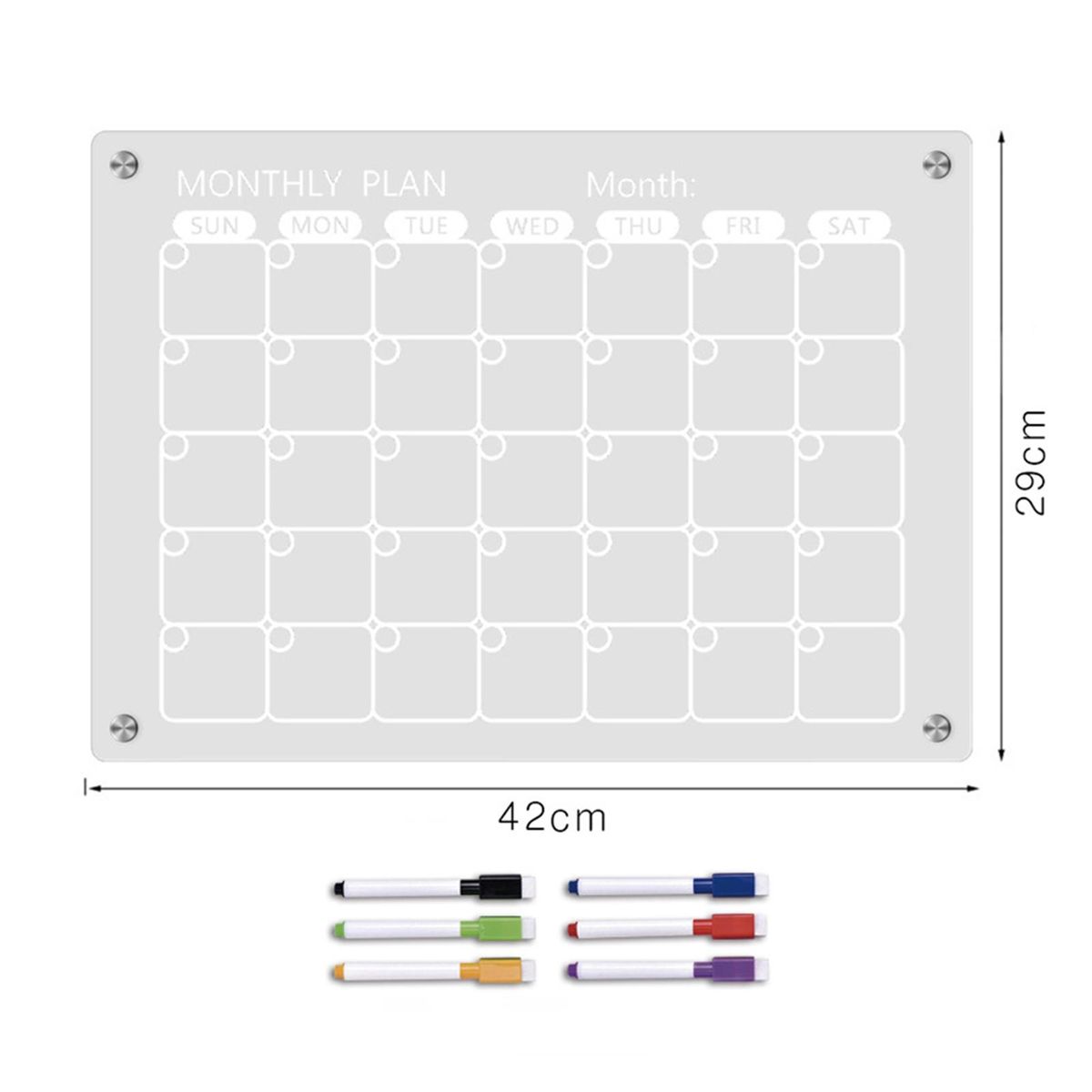 Fridge Calendar Whiteboard Magnetic Calendar Whiteboard Set Acrylic 6