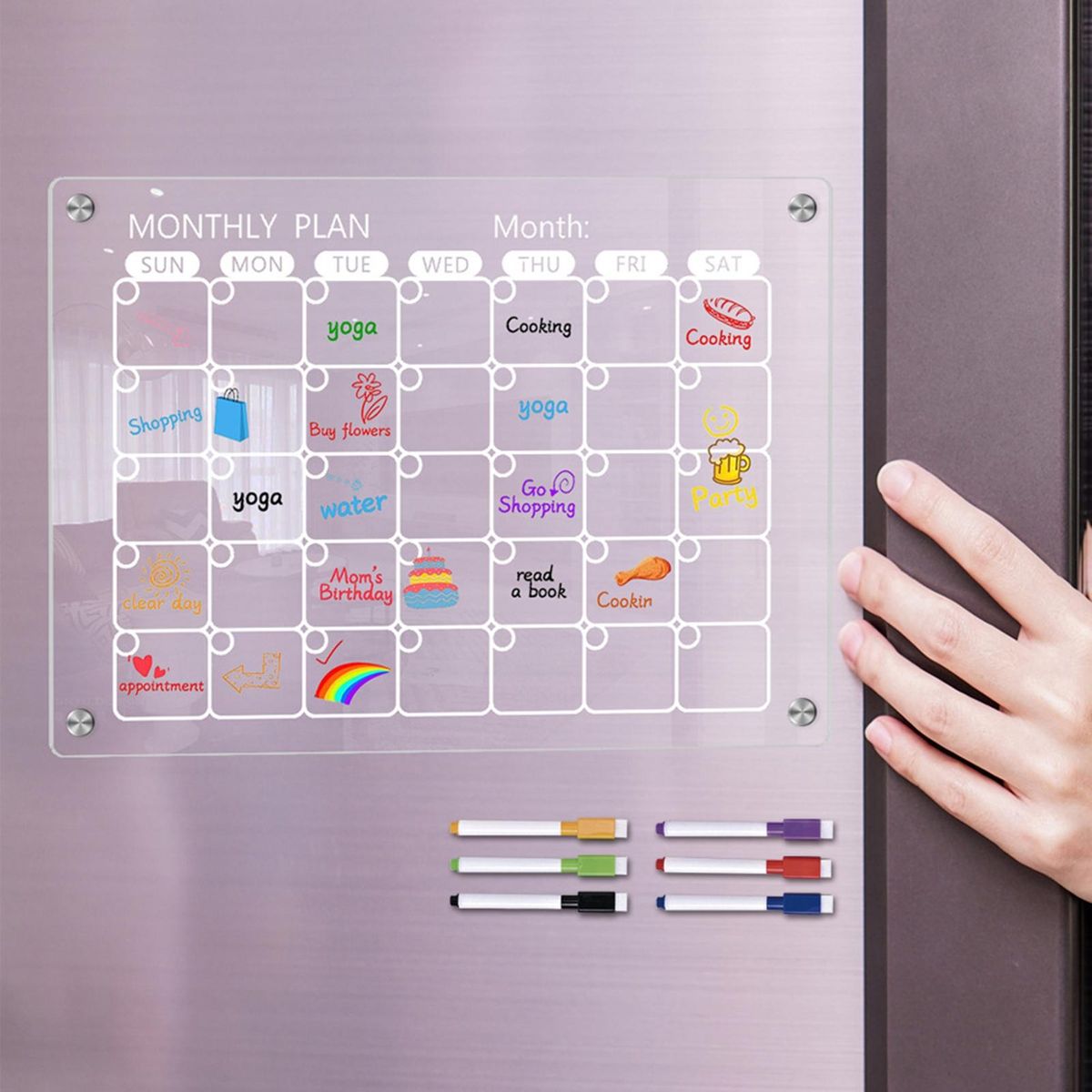 Fridge Calendar Whiteboard Magnetic Calendar Whiteboard Set Acrylic 6