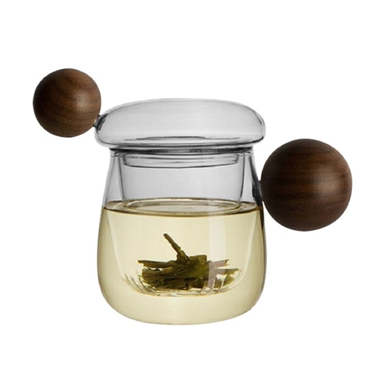 Teacups Glass Wooden Handle Tea Cup, Style:Fun Star Cup 7A