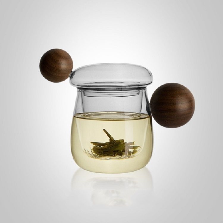 Teacups Glass Wooden Handle Tea Cup, Style:Fun Star Cup 7A