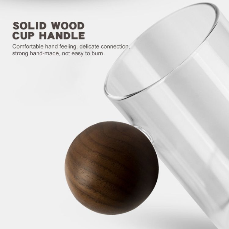 Teacups Glass Wooden Handle Tea Cup, Style:Fun Star Cup 7A