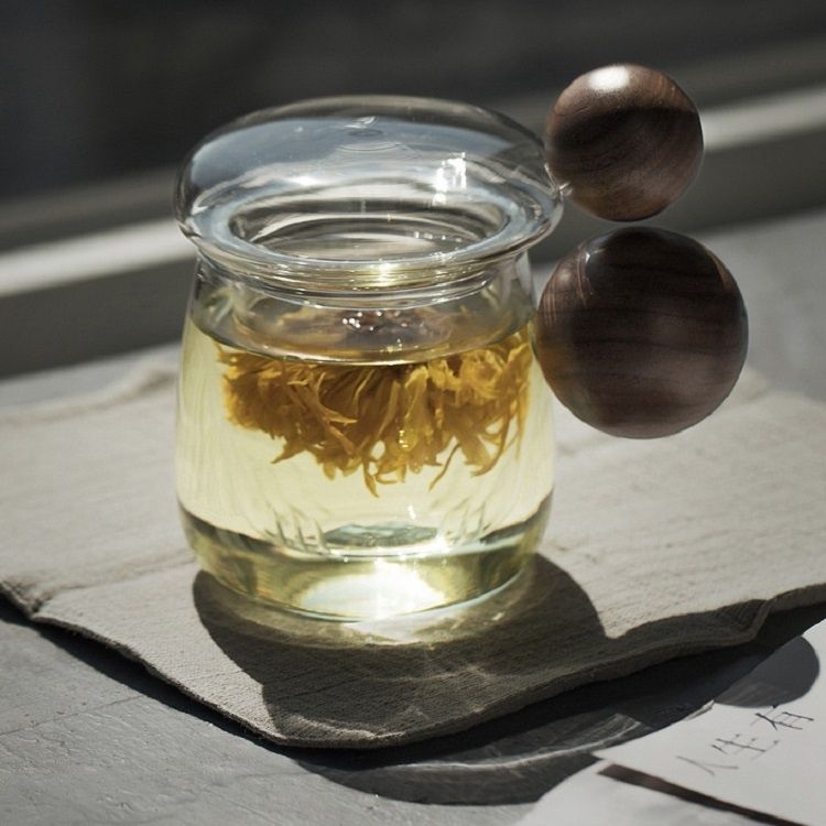 Teacups Glass Wooden Handle Tea Cup, Style:Fun Star Cup 7A