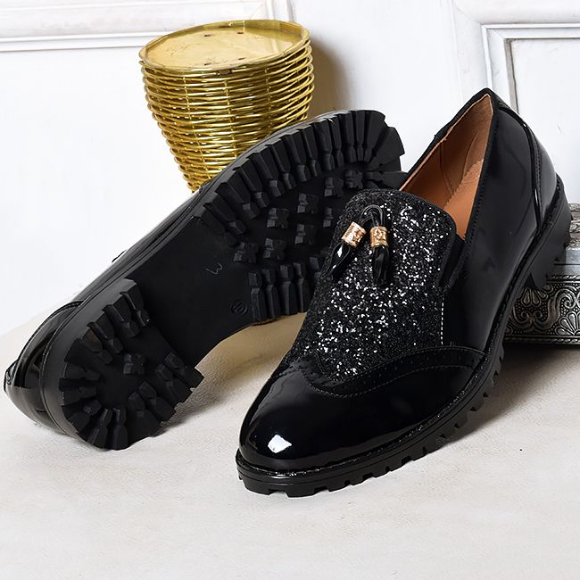 Men Brogues Tie Designers Shoe Black