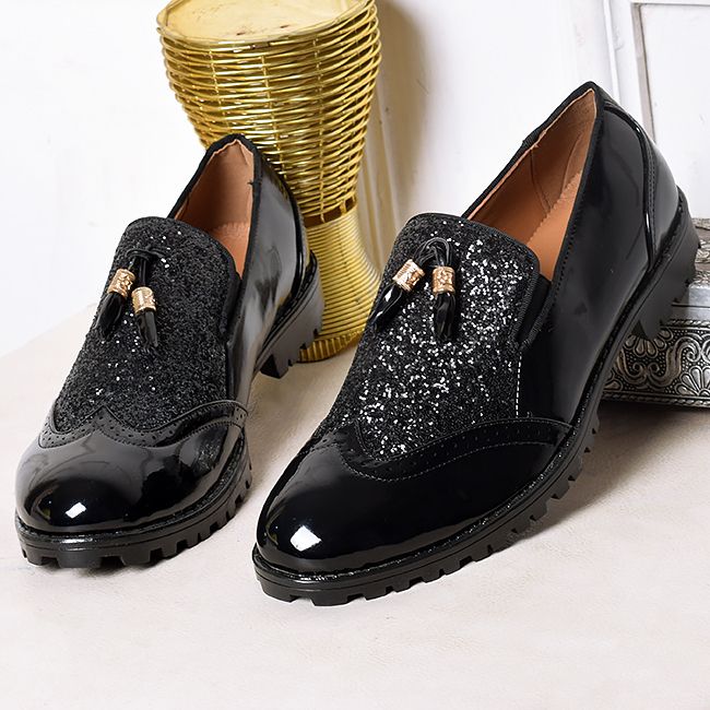 Men Brogues Tie Designers Shoe Black