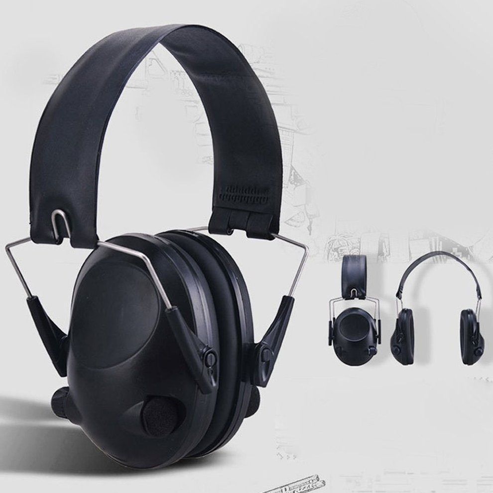 Home-Foldable Anti-Noise Tactical Shooting Headset Soft Padded Electronic Earmuff Black