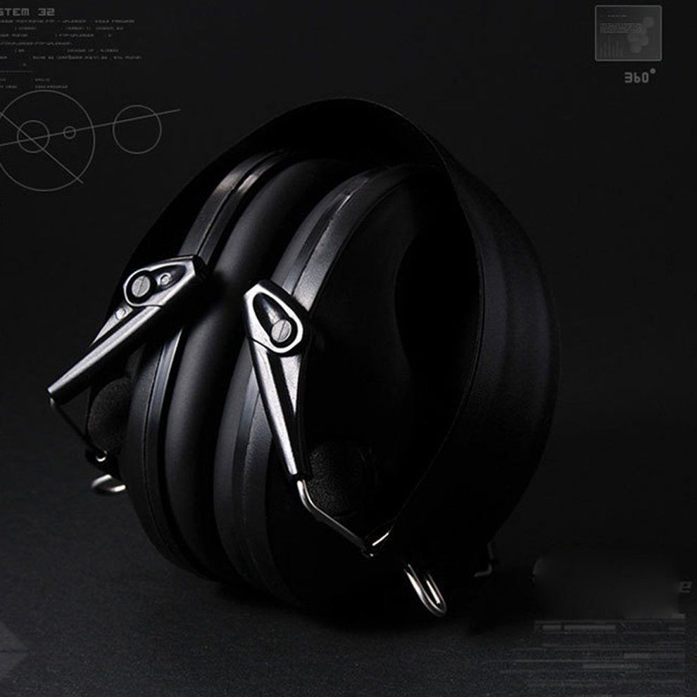 Home-Foldable Anti-Noise Tactical Shooting Headset Soft Padded Electronic Earmuff Black