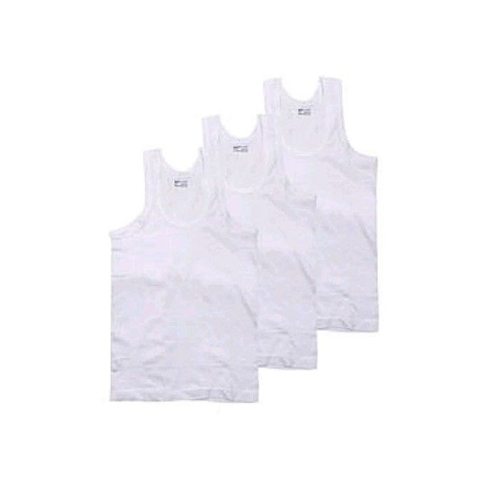 High Quality Vest For Boy - White- 3 In 1 Pack