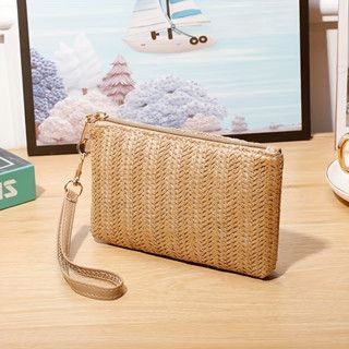 Straw Clutch Purse Straw Handbag for Women Summer Beach Straw Bag Bohemian Wristlet Bag