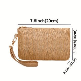 Straw Clutch Purse Straw Handbag for Women Summer Beach Straw Bag Bohemian Wristlet Bag