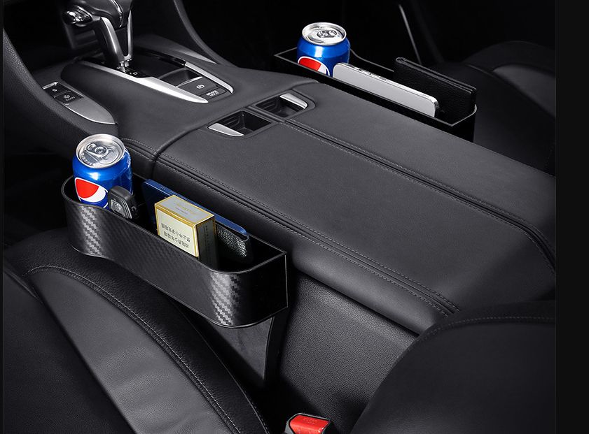 Left & Right Hand Sides Car Seat Gap Filler Organizer With Cup Holder Storage Box For Cellphone Etc