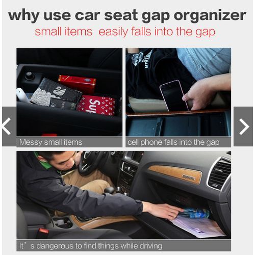 Left & Right Hand Sides Car Seat Gap Filler Organizer With Cup Holder Storage Box For Cellphone Etc