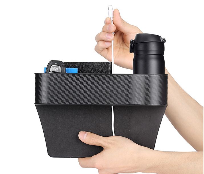 Left & Right Hand Sides Car Seat Gap Filler Organizer With Cup Holder Storage Box For Cellphone Etc