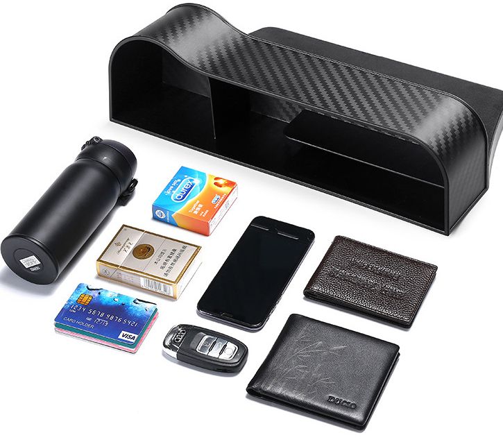 Left & Right Hand Sides Car Seat Gap Filler Organizer With Cup Holder Storage Box For Cellphone Etc