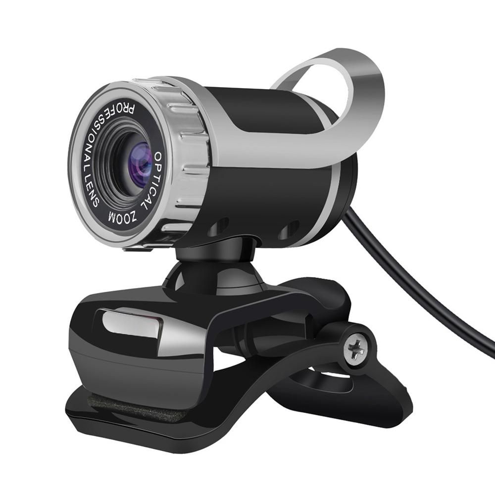 HXSJ LG-68 Computer Webcam USB Web Cam with Sound-absorbing Microphone Support One-button Photograph for PC Laptop Black+Silver