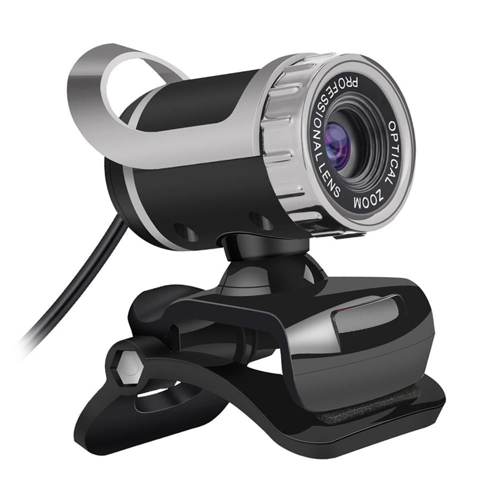 HXSJ LG-68 Computer Webcam USB Web Cam with Sound-absorbing Microphone Support One-button Photograph for PC Laptop Black+Silver