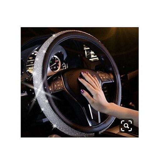 Quality Universal Diamond Encrusted Steering Wheel Cover For Cars/SUVs Black