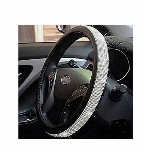 Quality Universal Diamond Encrusted Steering Wheel Cover For Cars/SUVs Black