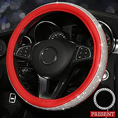 Microfiber Leather Crystal Universal Steering Wheel Cover