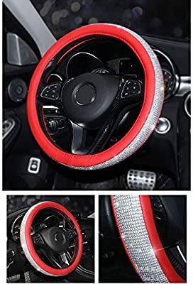 Microfiber Leather Crystal Universal Steering Wheel Cover