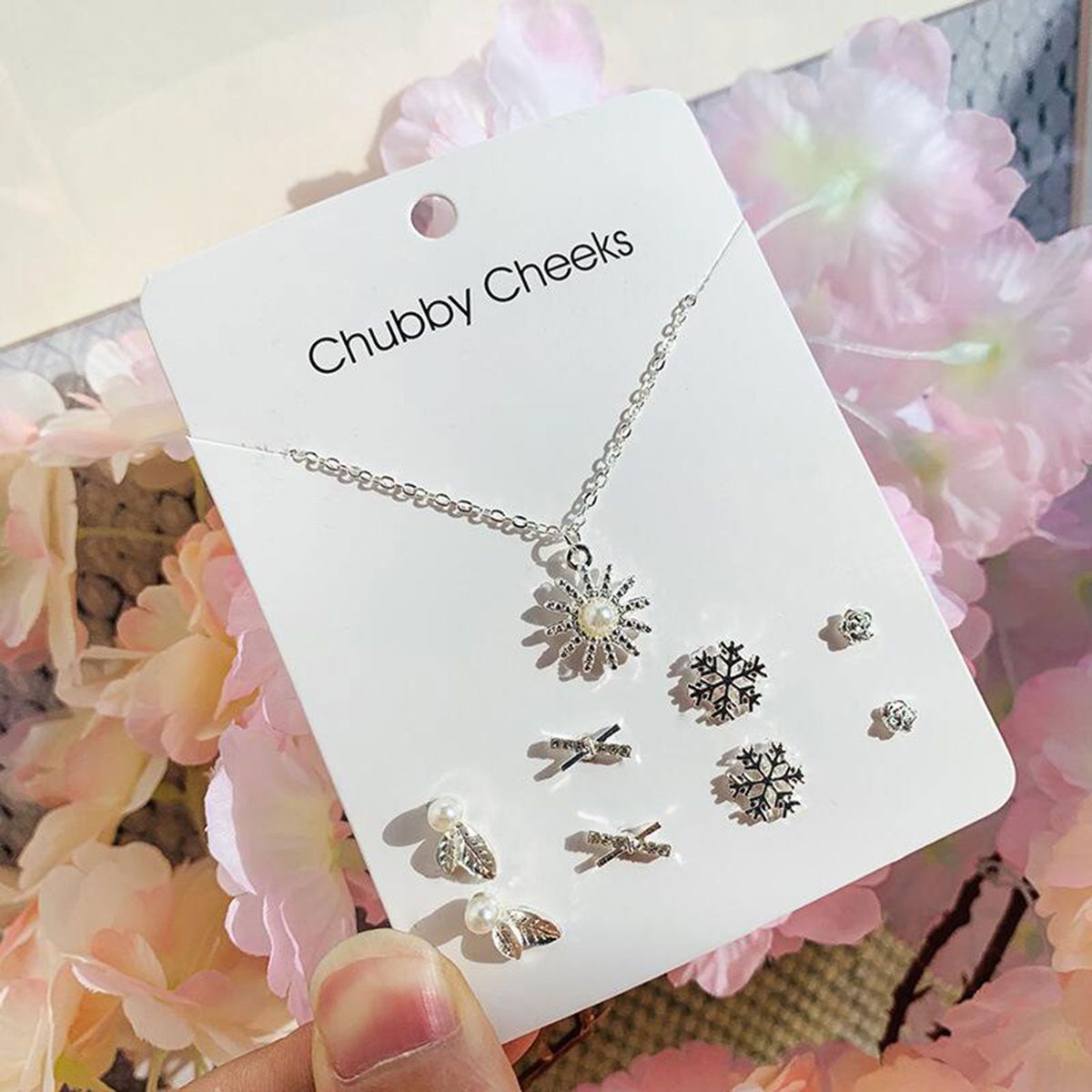 Earring Popular Sweet Collarbone Necklace Earring Set Gift