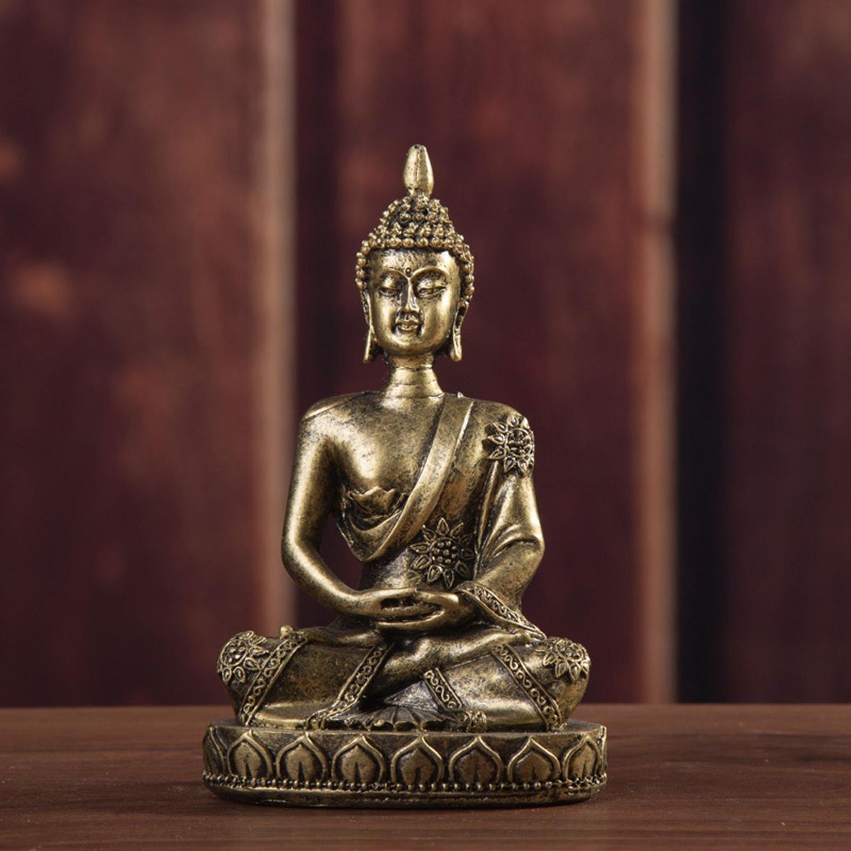 3INCH SEATED MEDITATION SANDSTONE STONE BUDDHA MONK GESHA Bronze