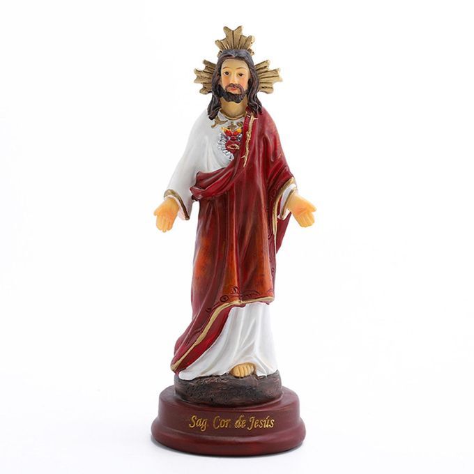 5.4" Small Jesus Resin Figure Religious Decor Church Ornament Hand