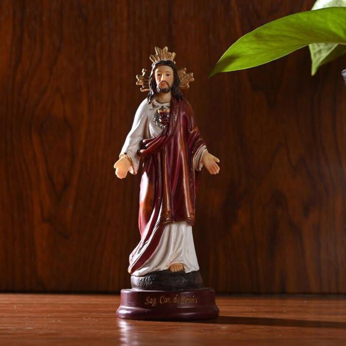 5.4" Small Jesus Resin Figure Religious Decor Church Ornament Hand