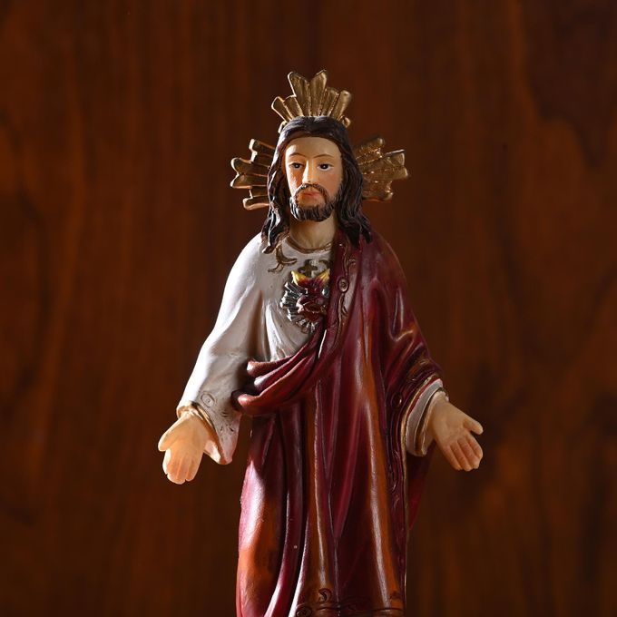 5.4" Small Jesus Resin Figure Religious Decor Church Ornament Hand
