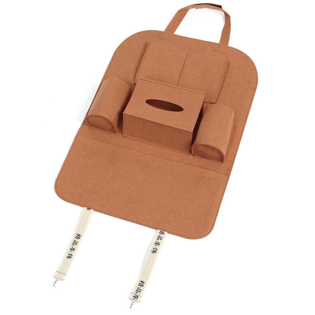 Universal Auto Car Seat Back Multi-Pocket Storage Bag Holder Accessory 56x40cm Grey Brown (brown)