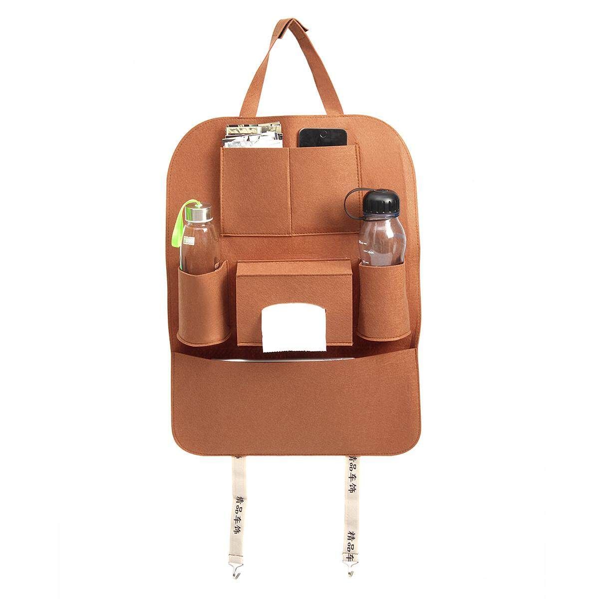 Universal Auto Car Seat Back Multi-Pocket Storage Bag Holder Accessory 56x40cm Grey Brown (brown)