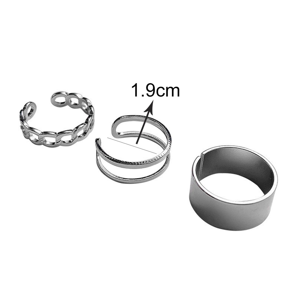 3PcsSet Rings Set Retro Geometric Knuckle Ring Golden