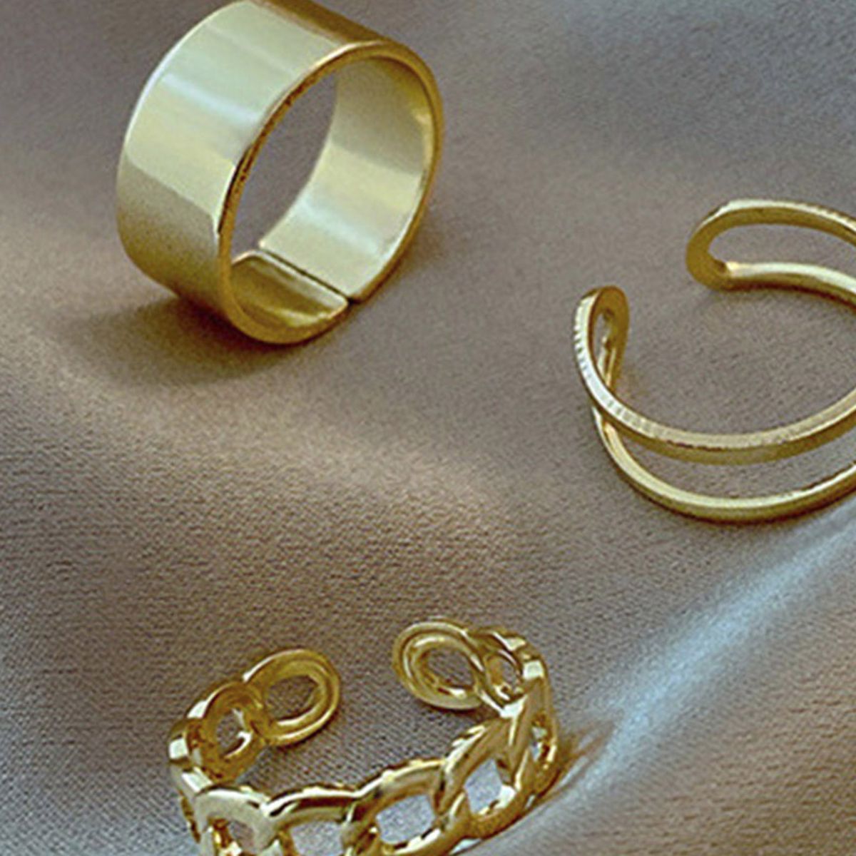 3PcsSet Rings Set Retro Geometric Knuckle Ring Golden