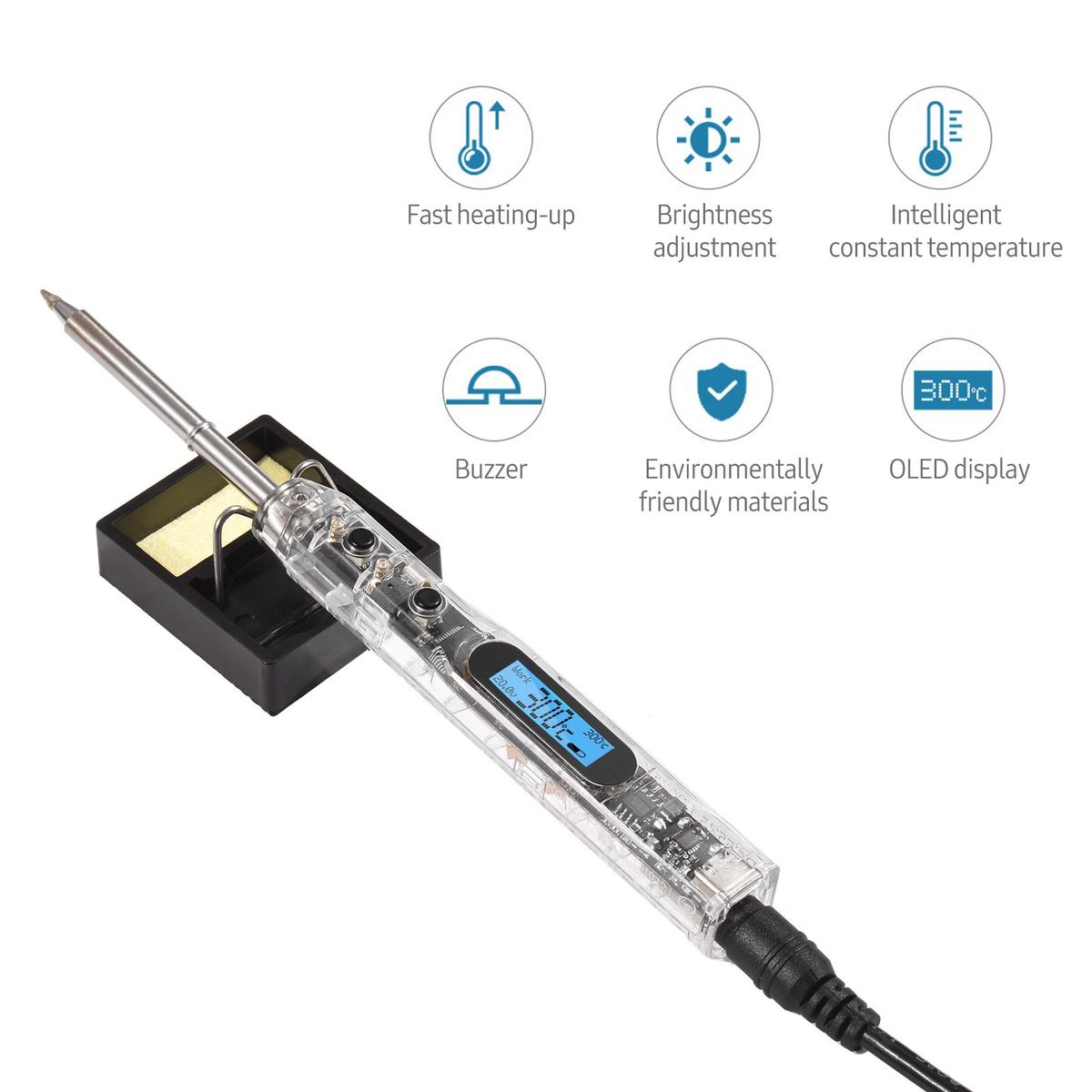 SI012 Intelligent OLED Electric Soldering Iron Sensitivity Adjustable Built-in Buzzer Suitable for T12