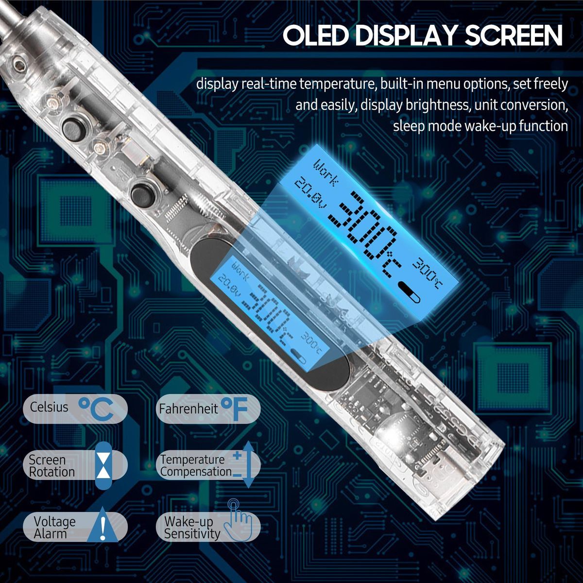 SI012 Intelligent OLED Electric Soldering Iron Sensitivity Adjustable Built-in Buzzer Suitable for T12